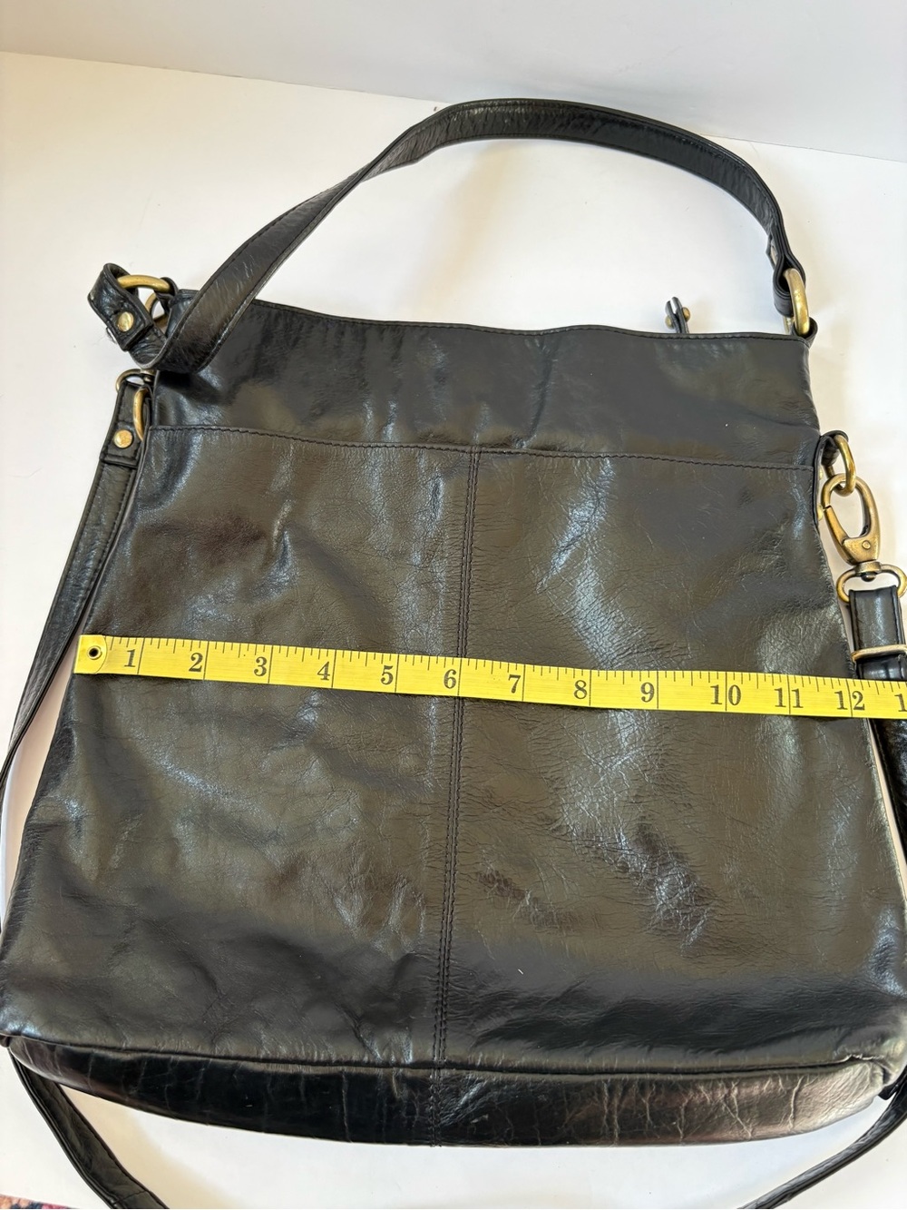 Latico Crossbody Messenger Purse Patent Leather Black Pocket Career Academia - Picture 5 of 6